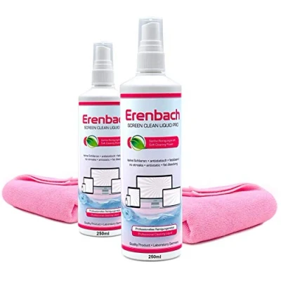 Abbildung von Erenbach Liquid Pro 2X Bildschirmreiniger (250 ml) mit Mikrofasertuch Perfekte Reinigung Aller Bildschirme und Displays Streifenfrei ohne Schlieren