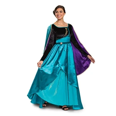 Abbildung von Disguise Damen Anna Kostüm, offizielles Disney Frozen 2 Kostüm Kleid, Blaugrün und Schwarz, Small (4 6) US