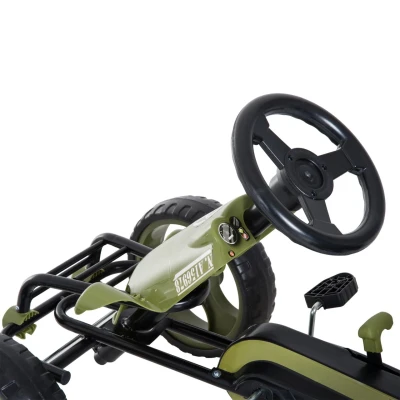 Abbildung von HOMCOM Go Kart mit Handbremse Kinderfahrzeug Verstellbarem Sitz ab 3 Jahren Grün, L105 x B54 H61cm