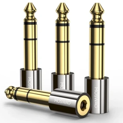 Abbildung von MOSWAG Klinke Adapter, 6.35mm auf 3.5 Stereo Adapte 4 Stück, 3.5mm Stecker Kopfhörer Adapterfür für Kopfhörer, Verstärker, Elektro/Digitalpiano, Heimkino, Mixer, und mehr