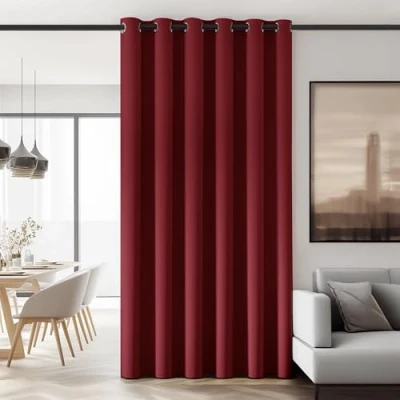 Abbildung von Deconovo Blickdichte Gardinen Ösenvorhang Blickdicht Türvorhang Verdunkelung Kälteschutz Thermovorhang Thermogardine Hitzeschutz, 214x203 cm(HöhexBreite), Rot, 1 Stück