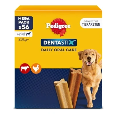 Abbildung von PEDIGREE DentaStix Zahnpflegesnack 56 Stück für große Hunde (+25kg) Hundeleckerli mit Huhn &amp; Rindgeschmack jeden Tag, Zahnpflege Hund gesunde Zähne 1 Packung