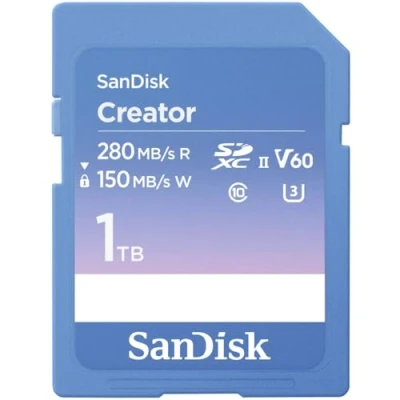 Abbildung von SanDisk Creator SD UHS II Speicherkarte 1 TB (Für DSLR und Mirrorless Kameras, 6K Video, V60, II, 280 MB/s Lesen, RescuePRO Deluxe, Adobe Creative Cloud)