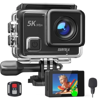 Abbildung von Surfola Action Cam 5K 30 fps 20 MP WiFi Unterwasserkamera 40M Wasserdicht EIS Bildstabilisierun, Helmkamera Actionkameras