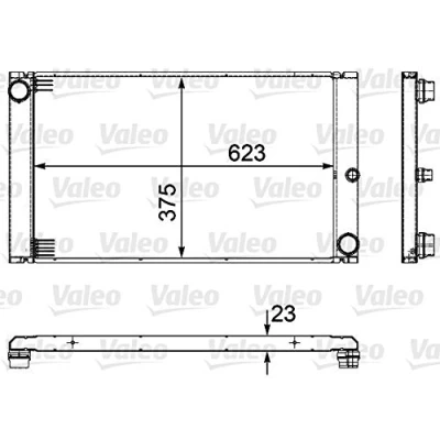 Abbildung von VALEO 735475 Kühler, Motorkühlung Aluminium 375 623 23 Kühlrippen gelötet BMW: 5 Limousine, Touring, 7