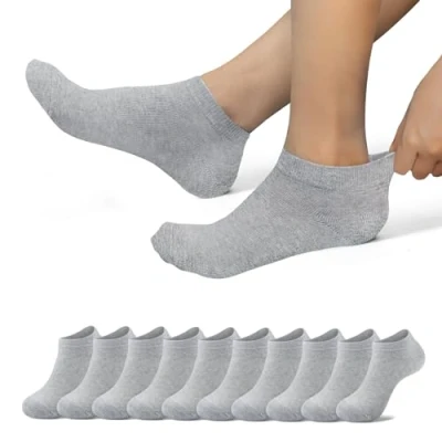 Abbildung von EKSHER Sneaker Socken Damen 39 42 10 Paar Kurze Herren Grau Sneakersocken Sportsocken Laufsocken Damensocken Tennissocken Anti Schweiß Atmungsaktive Running Socks Baumwolle Strümpfe
