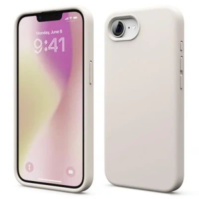 Abbildung von elago Premium Liquid Silikon Hülle Kompatibel mit iPhone SE 4. Generation Hülle, Ganzkörper Handyhülle, Stoßfest, Kratzfester weicher Mikrofaser Innenfutter (Taupe)