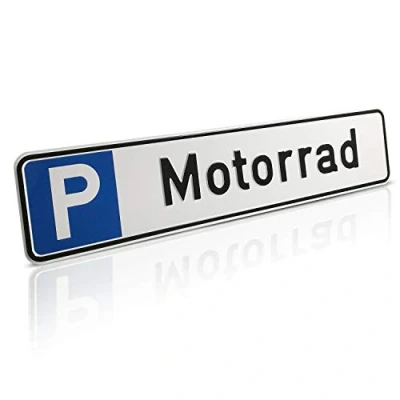 Abbildung von Betriebsausstattung24 Geprägtes Parkplatzschild aus Aluminium in Nummernschildform Motorrad KFZ Kennzeichen für Ihren Parkplatz &amp; Stellplatz 52,0 x 11,0 cm