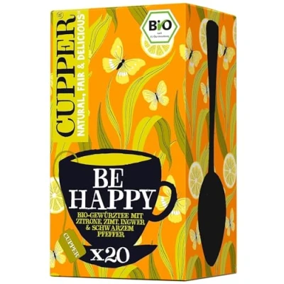 Abbildung von Cupper Be Happy Bio Gewürztee mit Zitrone, Zimt, Ingwer und Schwarzem Pfeffer, 40 g , 20 Stück (1er Pack)