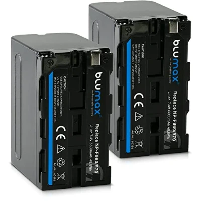Abbildung von 2X Blumax Akku kompatibel mit Sony NP F550 / F530 F570 6600mAh (Blackmagic F570) auch für Diverse Blitzgeräte Videoleuchten Fieldmonitore