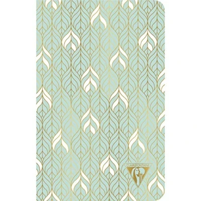 Abbildung von Clairefontaine 193306C Notizbuch Neo Deco Frühlings Sommer Kollektion, mit Fadenbindung, 11 x 17cm, 48 Blatt, liniert, 90g, elfenbeinfarbiges Papier, 1 Stück, Wassergrün