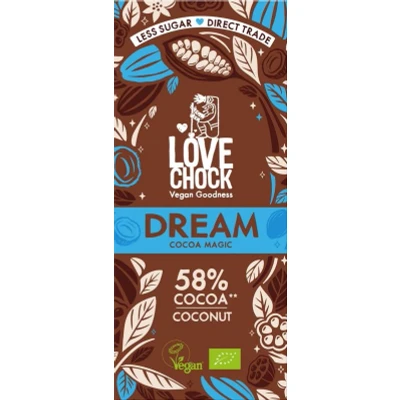 Abbildung von Lovechock Tafelschokolade Dream, Reisdrink &amp; Kokosnuss, 58% Kakao, vegan, 70g (12)