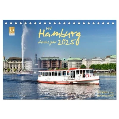 Abbildung von Mit Hamburg durchs Jahr 2025 (Tischkalender DIN A5 quer), CALVENDO Monatskalender