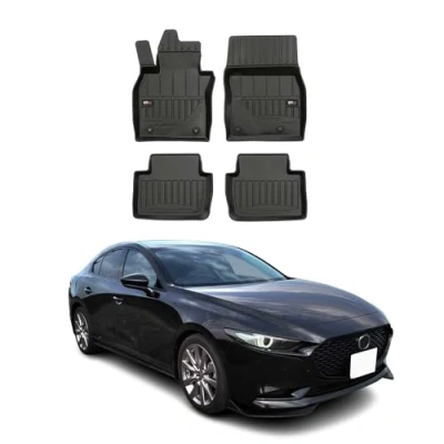 Abbildung von OMAC Gummi Fußmatten kompatibel mit Mazda 3 Schrägheck 2019 2024 3D Premium TPE Schwarz 4X