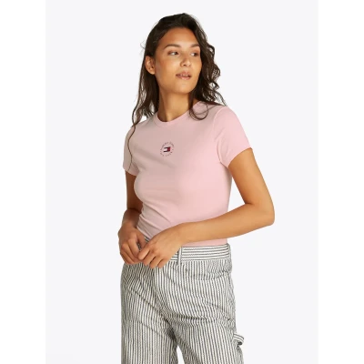 Abbildung von Tommy Jeans SLIM Essential LOGO TEE Tshirt basic, Damen, Größe: 38, Precious pink