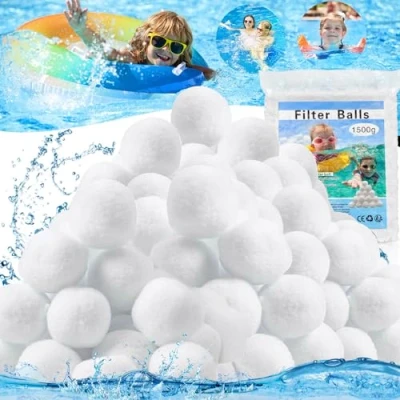 Abbildung von GUHAOOL Filterbälle Pool, 1500g für Sandfilteranlagen Ersetzen Ersatz 54Kg Filtersand und Quarzsand,Wiederverwendbar Filterball Aquarium Poolzubehör,Pool Sandfilter,Filterpumpe