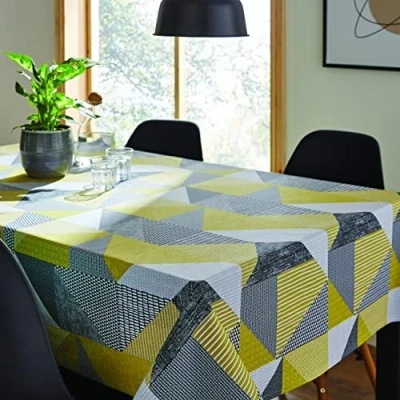 Abbildung von Catherine Lansfield Dining Larsson Tischdecke Geo Baumwolle 132x178 cm Ockergelb