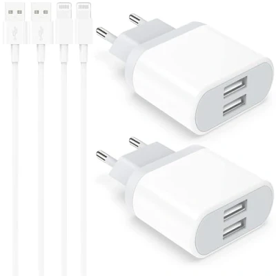 Abbildung von iPhone Ladegerät, 4 Pack Ladekabel 2M und USB Netzteil 10.5W for 11 Pro Max XR X XS 8 7 6 6S SE 5S 5 5C Plus 14 13 12, Charger Kabel Stecker Adapter Ladeadapter 6FT Nisiyama