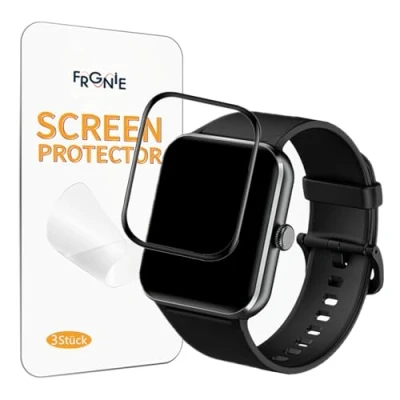 Abbildung von Frgnie Schutzfolie für T50S Smartwatch 1,85 Zoll (3 Stück) 3D Curved Full Cover Displayschutzfolie, Kompatibel Donerton, uaue, VKROVAG Fitness Tracker Displayschutzfolie