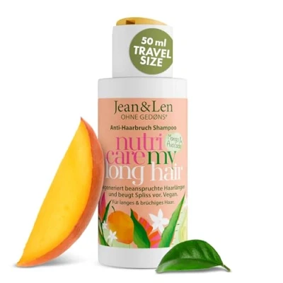 Abbildung von Jean &amp; Len Shampoo Nutri Care Mango Avocado Reisegöße, für langes und geschädigtes Haar, regeneriert bis in die Spitzen, fruchtig frischer Duft, ohne Parabene Silikone, vegan, 50 ml