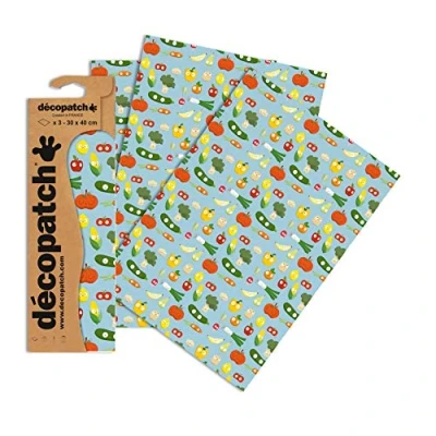 Abbildung von Decopatch Papier No. 730 (bunt Gemüse, 395 x 298 mm) 3er Pack