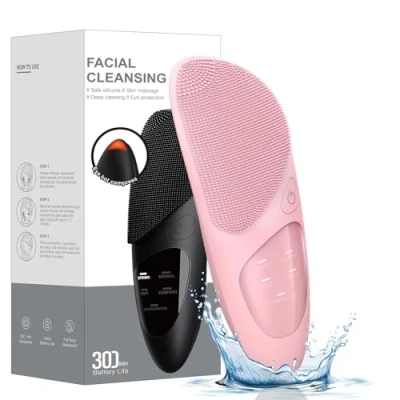Abbildung von Gesichtsreinigungsbürste Elektrisch Wasserdicht Ultraschall und Gesichtsmassagegerät mit Memory Funktion, für Tiefenreinigung, Anti aging Sanftes Peeling, Augenmassage