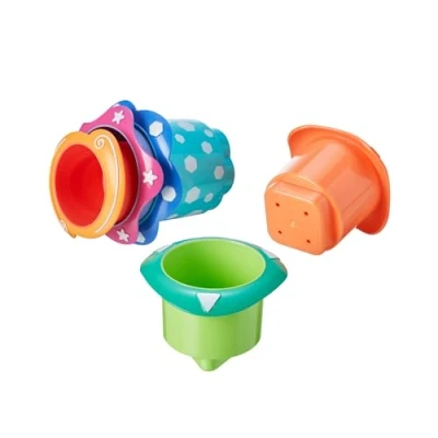Abbildung von Nuby Spielzeug Stapelbare Badebecher 5 Tassen mit Löchern zum Spielen dem Wasser für Babys ab 6 Monate