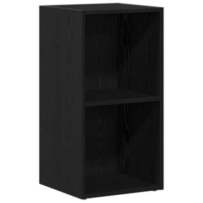 Abbildung von vidaXL LP Aufbewahrungsbox Schwarz Eichen Optik 71x34x36cm, Schallplatten Aufbewahrungsbox, Plattenspielertisch, Aufbewahrungsschrank