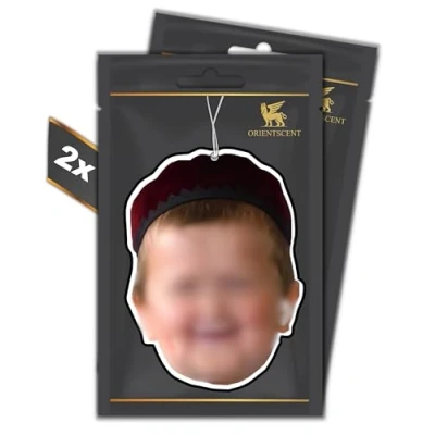 Abbildung von 2er Set SMILING MOTIV Duftbaum Luftfrischer automatischer Duftspender fürs Auto lustig tuning Car Air freshener Duftanhänger Auto, (WILD BLUEBELL, 2 Stück)