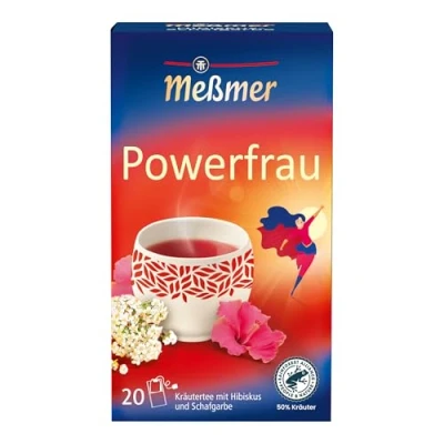 Abbildung von Meßmer POWERFRAU Hibiskus Schafgarbe 20 Teebeutel Vegan Glutenfrei Laktosefrei