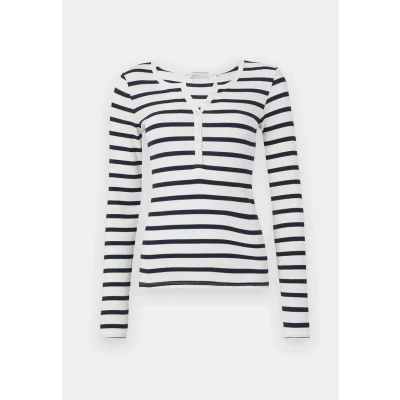 Abbildung von TOM TAILOR Denim Damen 1045415 Longsleeve T Shirt, 37174 White Navy Stripe, X Large