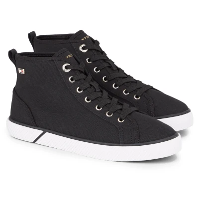 Abbildung von Tommy Hilfiger VULC CANVAS Sneaker HI Plateausneaker, Schnürschuh, Freizeitschuh, High Top mit Logo Emblem