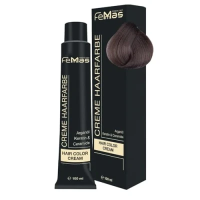 Abbildung von FemMas Haarfarbe Mittelblond Asch 7.1 I Professionelle Creme mit Arganöl, Keratin &amp; Ceramiden Als dauerhafte Haarfärbung oder Tönung für strahlende, haltbare Farbergebnisse 100 ml