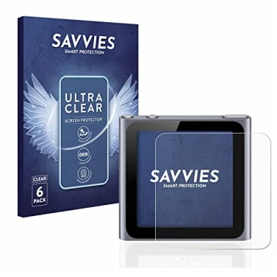 Abbildung von Savvies 6 Stück Schutzfolie für Apple iPod nano 2011 (6. Gen.) Displayschutz Folie Ultra Transparent