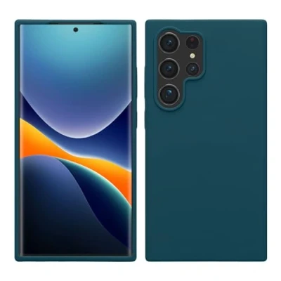 Abbildung von kwmobile Hülle kompatibel mit Samsung Galaxy S24 Ultra Silikon Handy Case Handyhülle für weiche Oberfläche kabelloses Laden Petrol matt