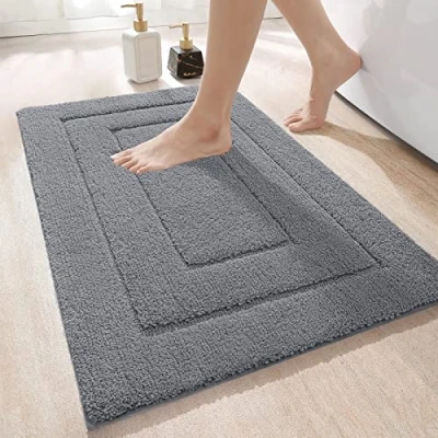 Abbildung von DEXI Badteppich rutschfeste,weicher Badezimmerteppich Wasserabsorbierend Badematte maschinenwaschbar Badvorleger für Dusche,Badewanne und Toilette Grau,50 x 80 cm
