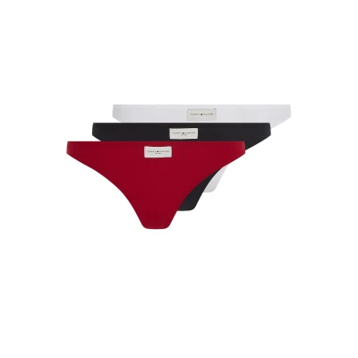 Abbildung von Tommy Hilfiger Underwear Slip 3P THONG (EXT. SIZE) (Packung, 3 St., 3er) in Rippoptik mit Logo Badge