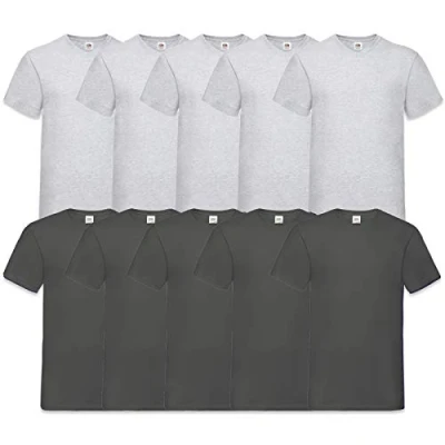 Abbildung von Fruit of the Loom 10 T Shirts V Neck M L XL XXL 3XL 4XL 5XL Ausschnitt Diverse Farben HL Kauf (M, 5Grau5Anthrazit)