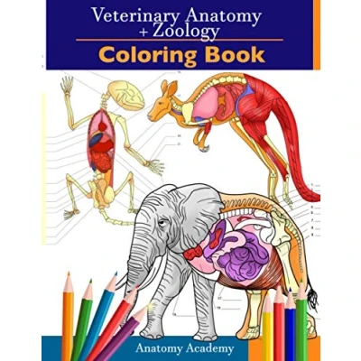 Abbildung von Veterinary &amp; Zoology Coloring Book: 2 in 1 Compilation Incredibly Detailed Self Test Animal Anatomy Color workbook Perfect Gift for Vet Students and Lovers
