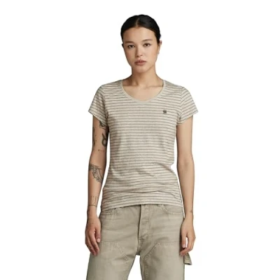 Abbildung von G Star RAW Damen Eyben Slim V Neck Top 2.0, Mehrfarben (Milk Htr/Shamrock Stripe D24533 D244 G427), XS