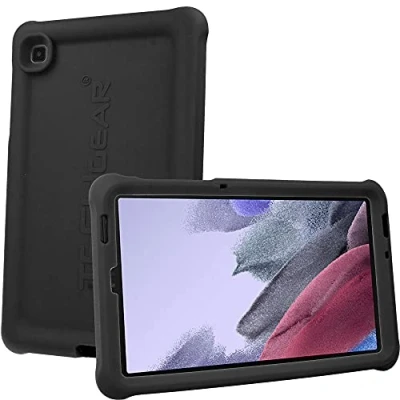 Abbildung von TECHGEAR Bumper Hülle für Samsung Galaxy Tab A7 Lite 8.7 2021 (SM T220/T225) [Kinderfreundlich] Tough Schutzhülle Silikon Soft Shell Anti Rutsch Stoßfest + Folie [Schwarz]