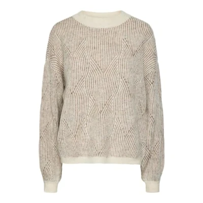 Abbildung von Pieces Pcjenna Oneck Strickpullover, Damen, Größe: XS, Whitecap gray/taupe gray