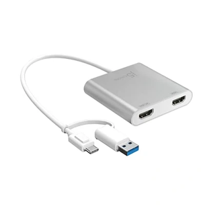 Abbildung von j5create USB Typ C zu Dual HDMI Multi Monitor Adapter mit A Konverter 4K + 2K Kompatibel Microsoft und Mac (JCA365)