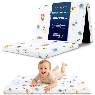 Abbildung von Reisebett Matratze 60x120 cm faltbar Dicke Faltbare für Baby Klappmatratze Kinder Safari