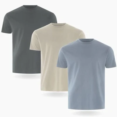 Abbildung von FM London Men&#039;s Herren (3/5er Pack) T Shirt, Stein, Denim, Schiefer (3 Stück), XXL