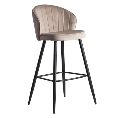 Abbildung von FineBuy Barhocker Samt Hocker mit Lehne 56x102,5x52,5 cm, Küchenhocker Skandinavisch Stoff/Metall 110 kg, Design Barstuhl Tresenhocker, Bistrohocker Gepolstert