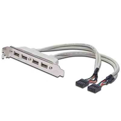Abbildung von DIGITUS USB 2.0 Slotblech 0.25 m 2x IDC (10 Pin) (Bu) zu 4x A 480 Mbit/s Kompatibel Beige