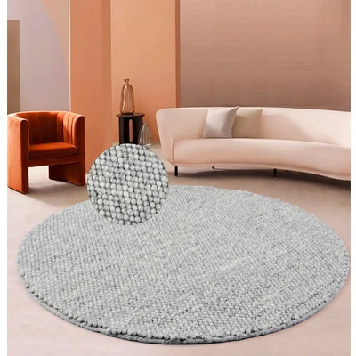 Abbildung von my home Wollteppich &quot;Wolly&quot;, rund, Wolle, handgewebt, Handweb Teppiche, Wohnzimmer, Schlafzimmer