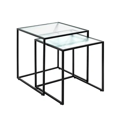 Abbildung von HAKU Möbel Beistelltisch 2er Set schwarz, Metall, Sicherheitsglas Maße: B 40/45 cm x H 44/49 T cm, Style: Modern