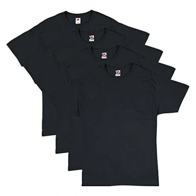 Abbildung von Hanes Essentials Herren T Shirt Pack, Kurzarm Tees, Crewneck Baumwolle Shirts für Männer, Vorteilspack, Schwarz, 4 Stück, XX Large